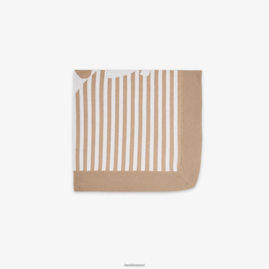 Fendi Kids Knitted Blanket R06TFR2750 Accessories Beige