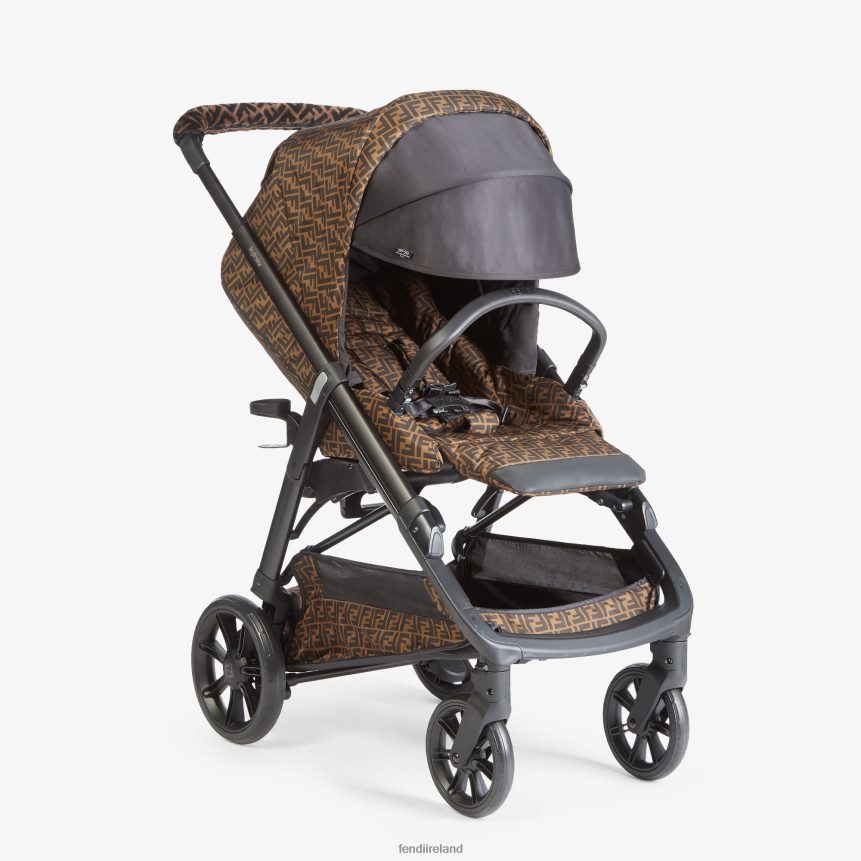 Fendi Kids Stroller With All-Over FF Logo With Sheepskin Handle R06TFR2773 Accessories Fashion
