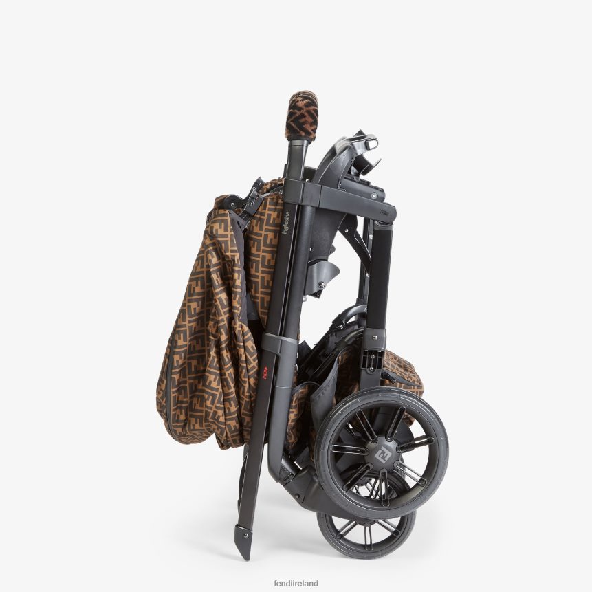 Fendi Kids Stroller With All-Over FF Logo With Sheepskin Handle R06TFR2773 Accessories Fashion