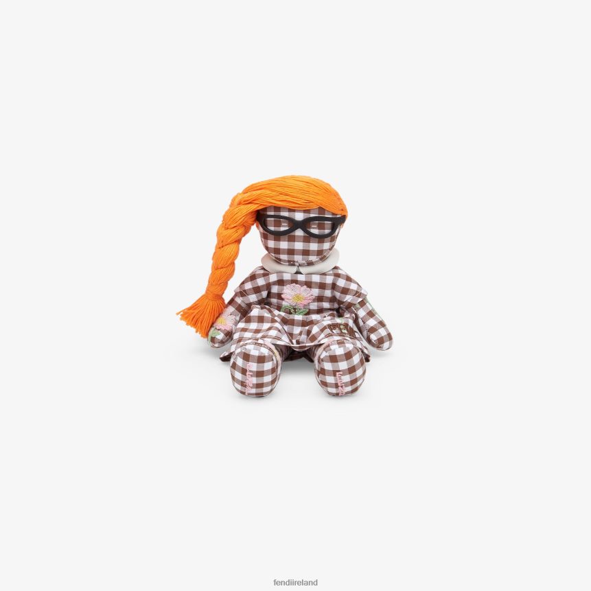 Fendi Kids Cream And Gingham Cotton Brooch Pin R06TFR2932 Accessories Multicolor