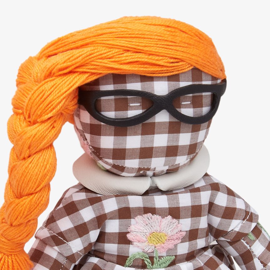 Fendi Kids Cream And Gingham Cotton Brooch Pin R06TFR2932 Accessories Multicolor