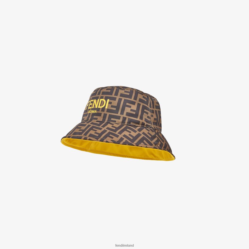 Fendi Kids FF Nylon Reversible Cloche Hat R06TFR2902 Accessories Yellow