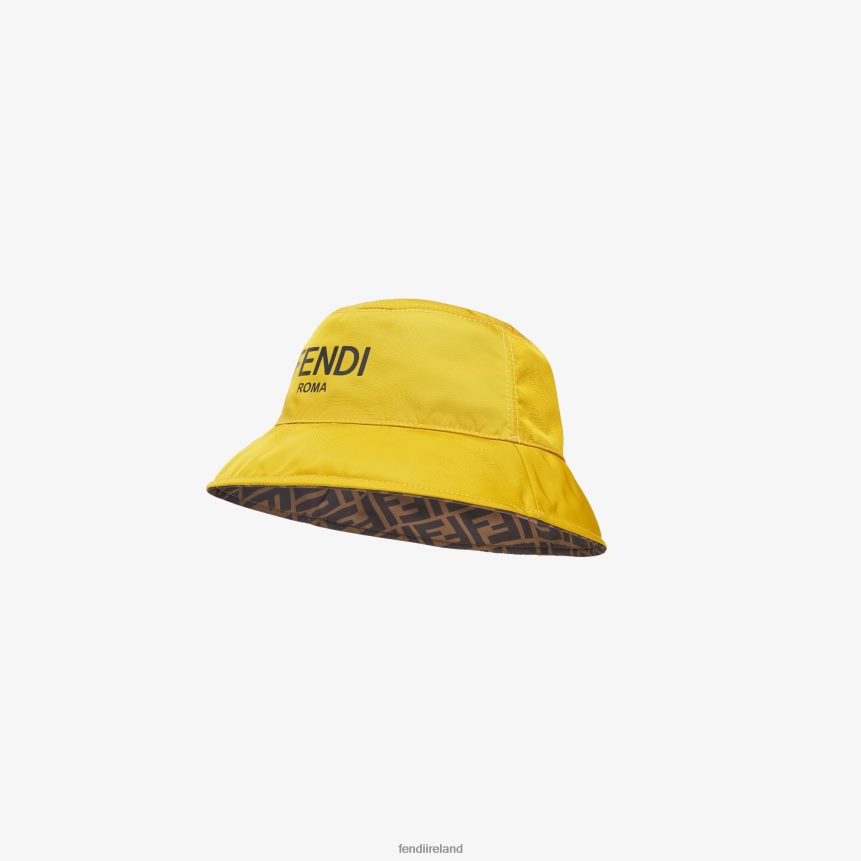 Fendi Kids FF Nylon Reversible Cloche Hat R06TFR2902 Accessories Yellow