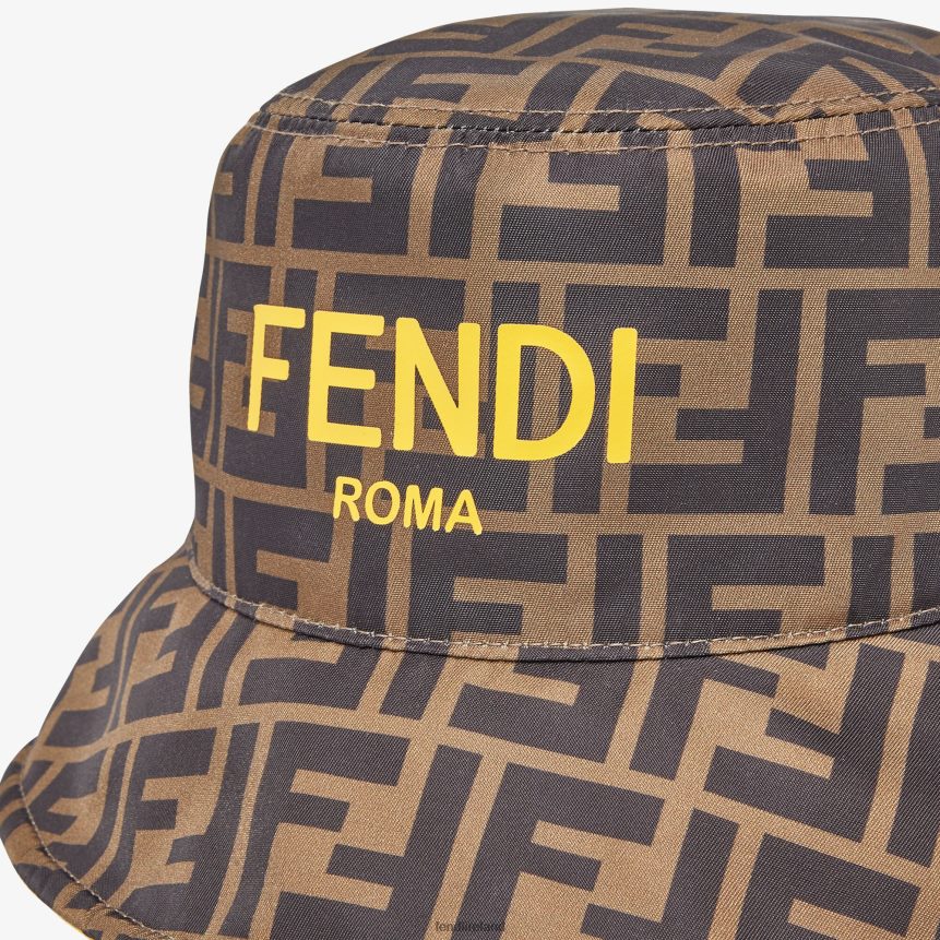 Fendi Kids FF Nylon Reversible Cloche Hat R06TFR2902 Accessories Yellow