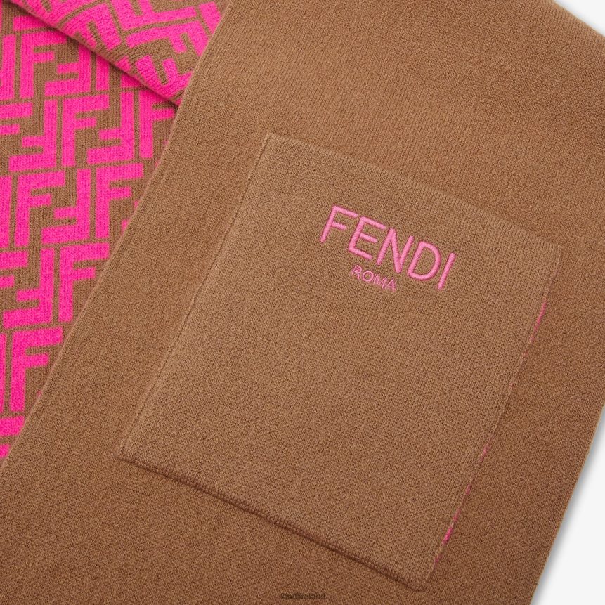 Fendi Kids Reversible Junior Scarf In And Fuchsia Knit R06TFR2853 Accessories Multicolor