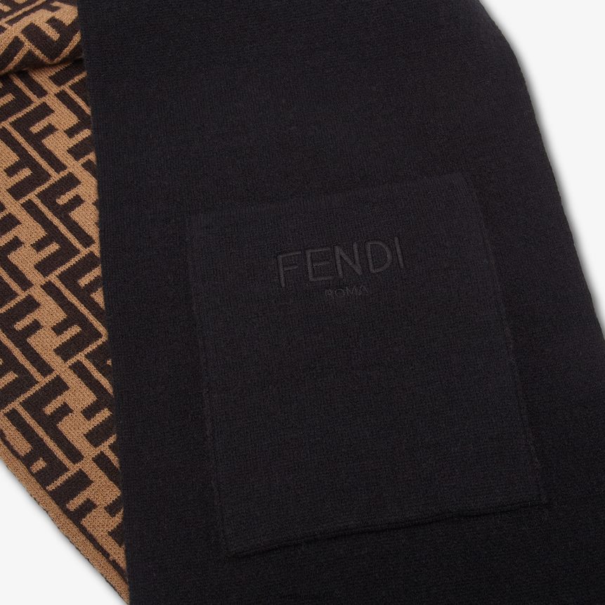 Fendi Kids Reversible Junior Scarf In And Tobacco Knit R06TFR2860 Accessories Multicolor