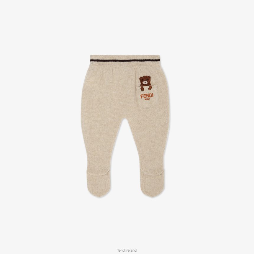 Fendi Kids 100% Cashmere Footed Baby Pants R06TFR2791 Apparel Fashion
