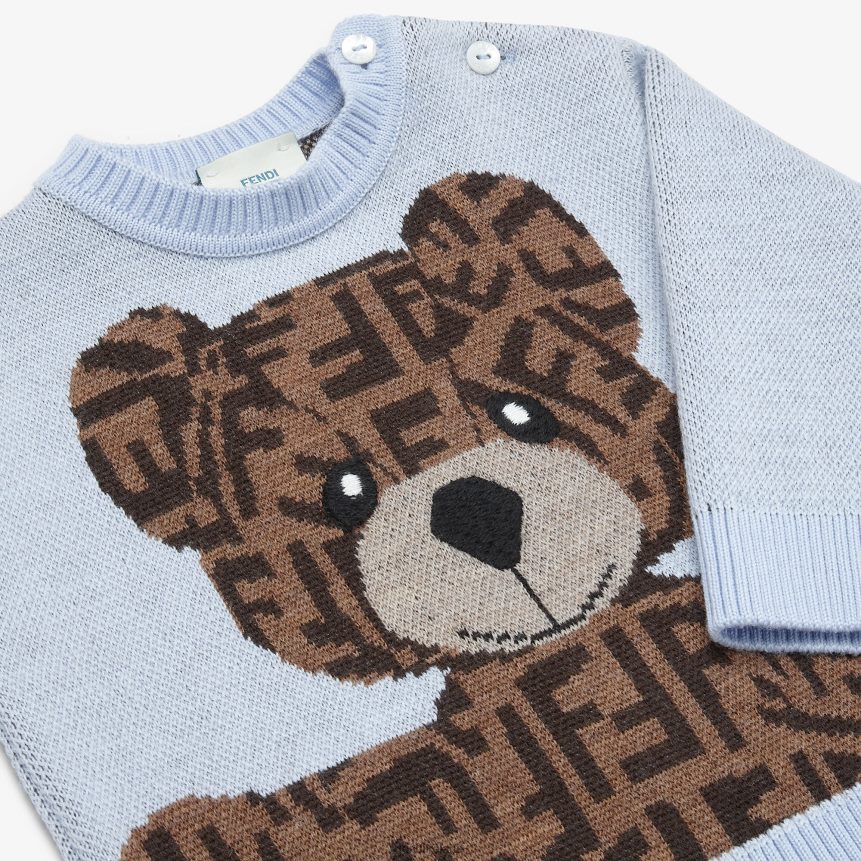 Fendi Kids Baby Wool Teddy Bear Pullover R06TFR2816 Apparel Multicolor