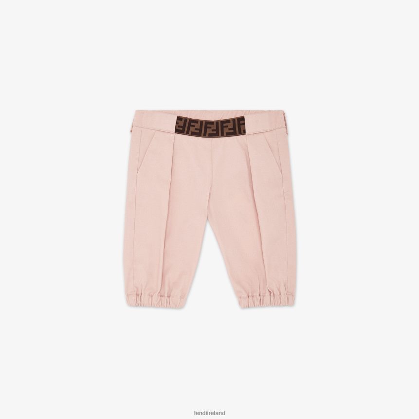 Fendi Kids Cotton Pants Con Logo Accent R06TFR2824 Apparel Pink