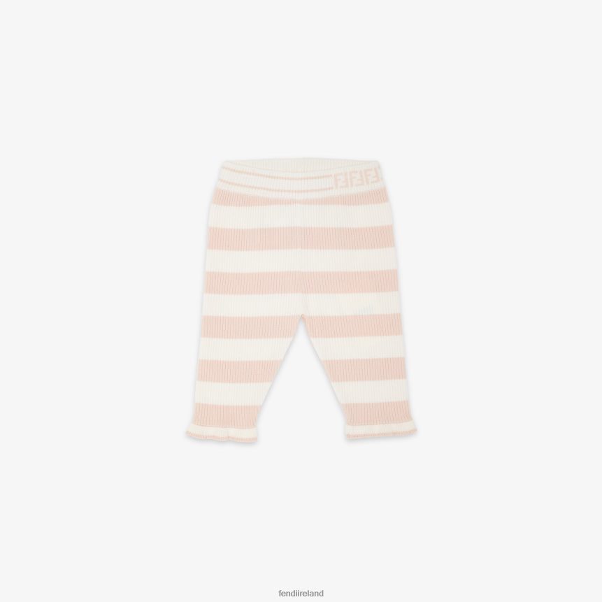 Fendi Kids Cream Knit Pants R06TFR2822 Apparel Pink