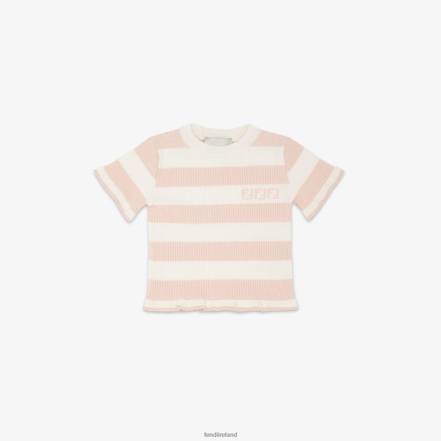 Fendi Kids Cream Knit Top R06TFR2823 Apparel Pink