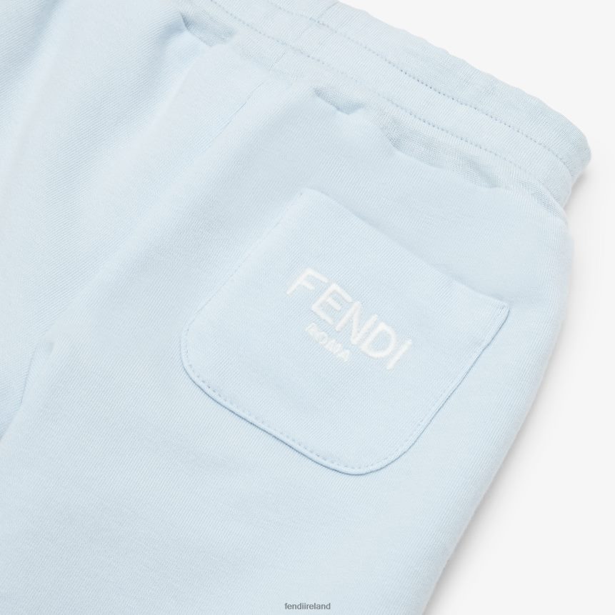 Fendi Kids Fleece And FF Nylon Reversible Pants R06TFR2817 Apparel Light blue