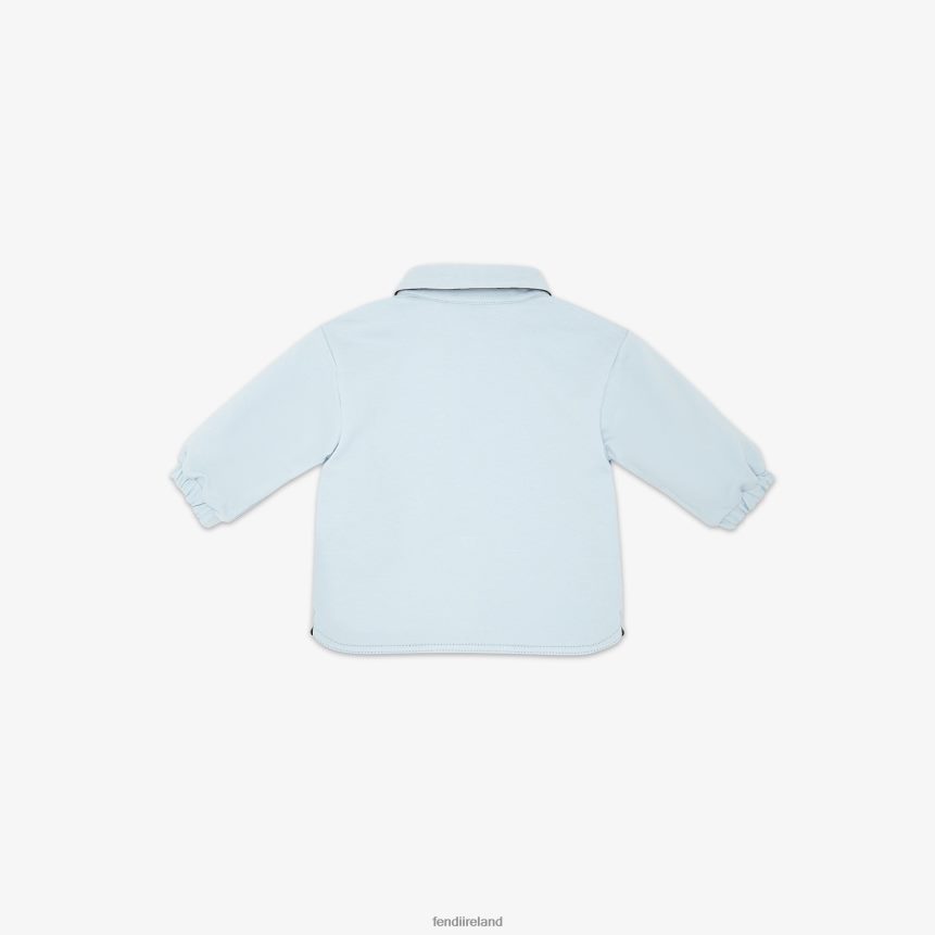 Fendi Kids Fleece And FF Nylon Reversible Shirt Jacket R06TFR2821 Apparel Light blue