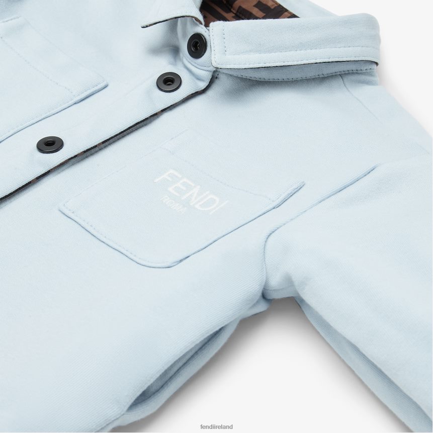 Fendi Kids Fleece And FF Nylon Reversible Shirt Jacket R06TFR2821 Apparel Light blue