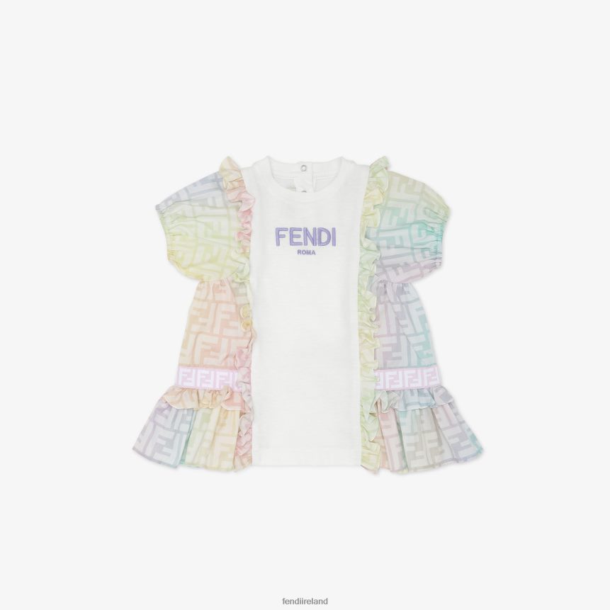 Fendi Kids Fleece And MultiFF Poplin Dress R06TFR2802 Apparel Multicolor