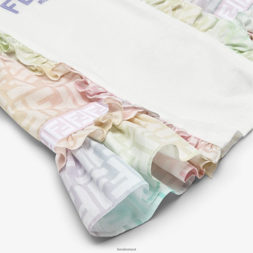 Fendi Kids Fleece And MultiFF Poplin Dress R06TFR2802 Apparel Multicolor