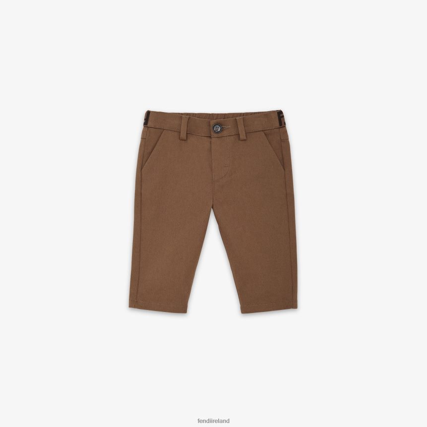 Fendi Kids Gabardine Baby Pants R06TFR2755 Apparel Brown
