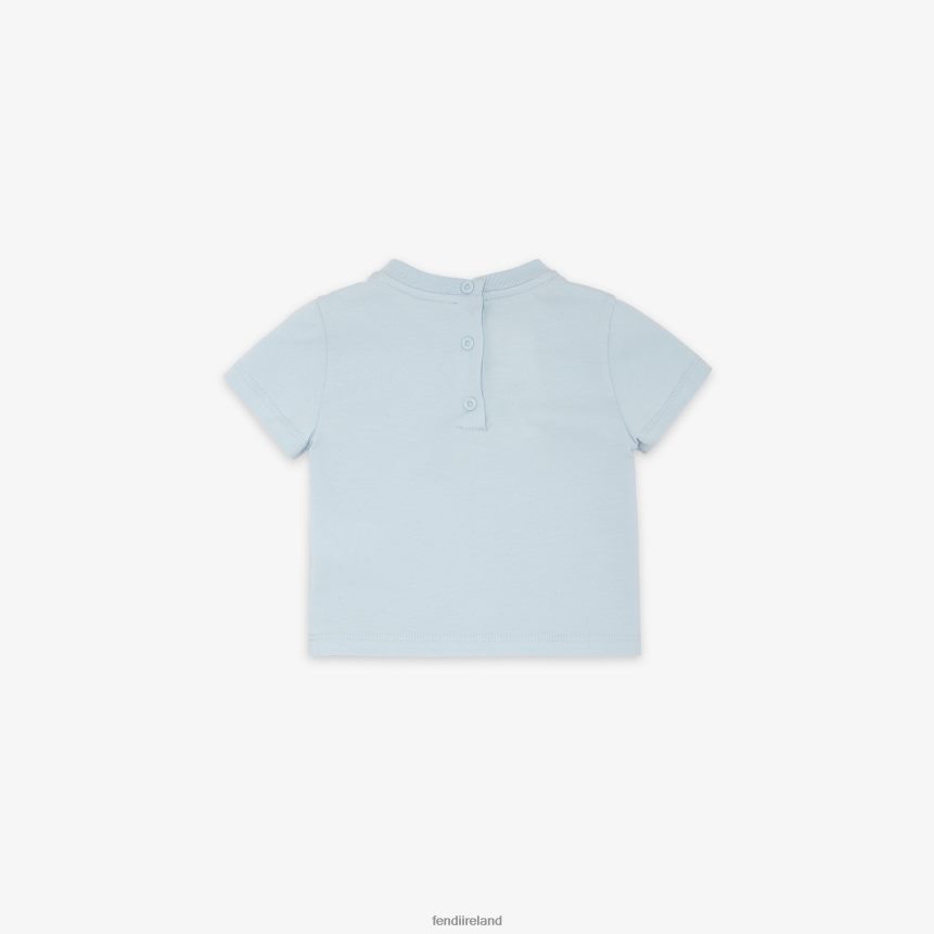 Fendi Kids Jersey Baby T-Shirt R06TFR2767 Apparel Light blue