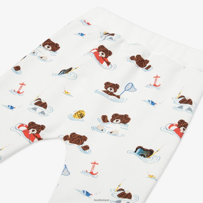 Fendi Kids Jersey Pants With Multiprint R06TFR2800 Apparel Multicolor