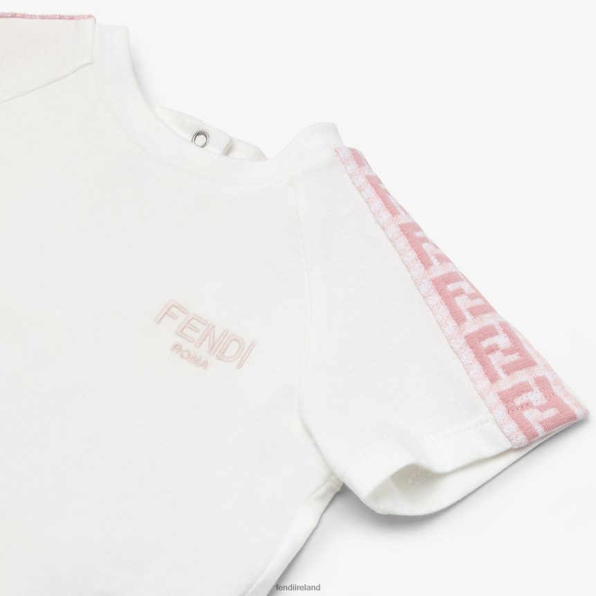 Fendi Kids Jersey T-Shirt With FF Bands R06TFR2809 Apparel White
