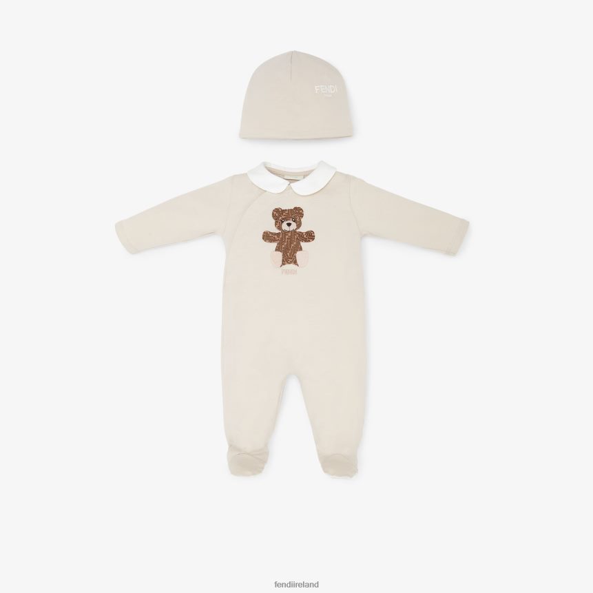 Fendi Kids Jersey Teddy Bear Kit R06TFR2795 Apparel Beige