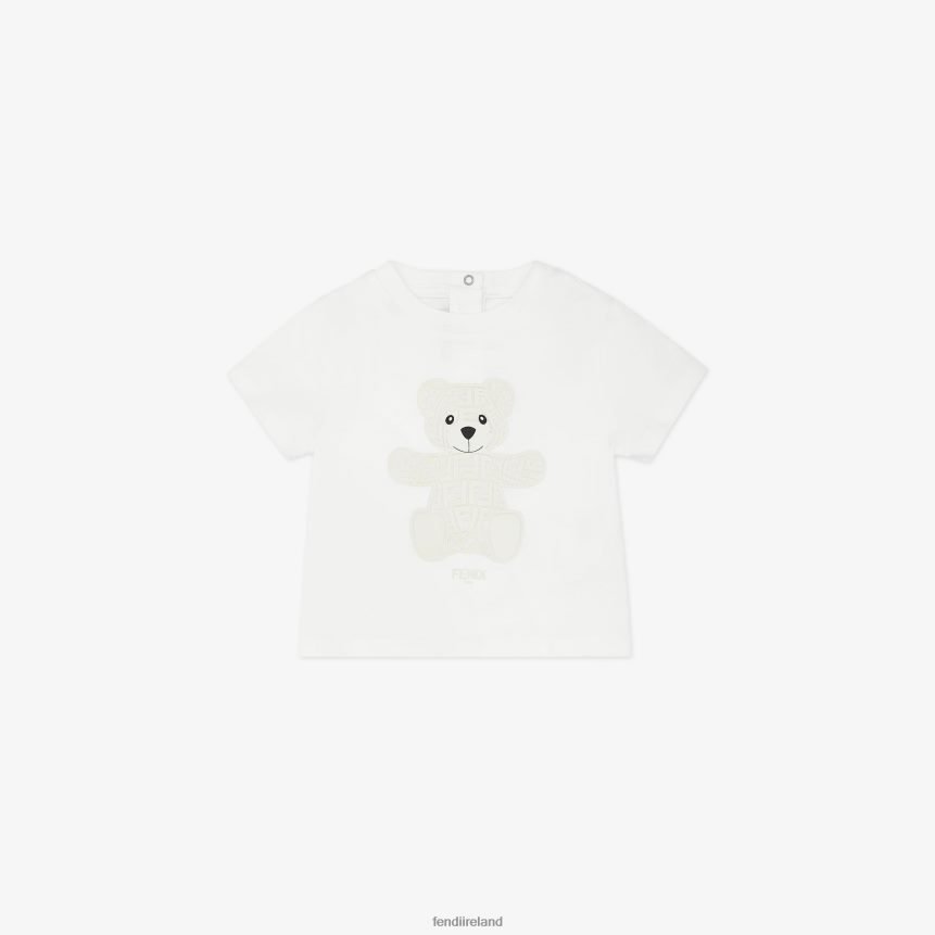 Fendi Kids Jersey Teddy Bear T-Shirt R06TFR2797 Apparel White