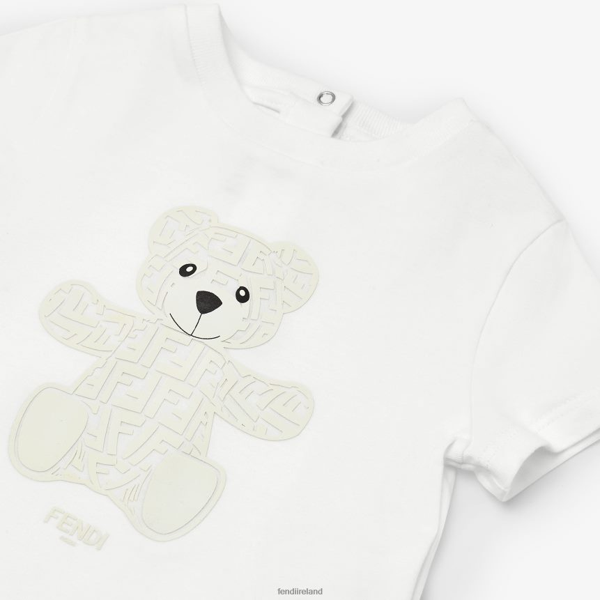 Fendi Kids Jersey Teddy Bear T-Shirt R06TFR2797 Apparel White