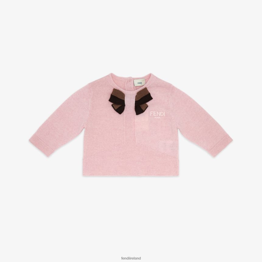 Fendi Kids Knit Baby Cardigan R06TFR2749 Apparel Pink
