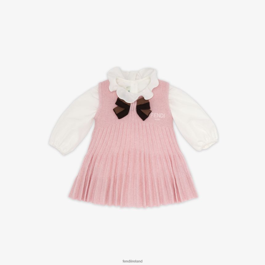 Fendi Kids Knit Baby Dress R06TFR2756 Apparel Pink