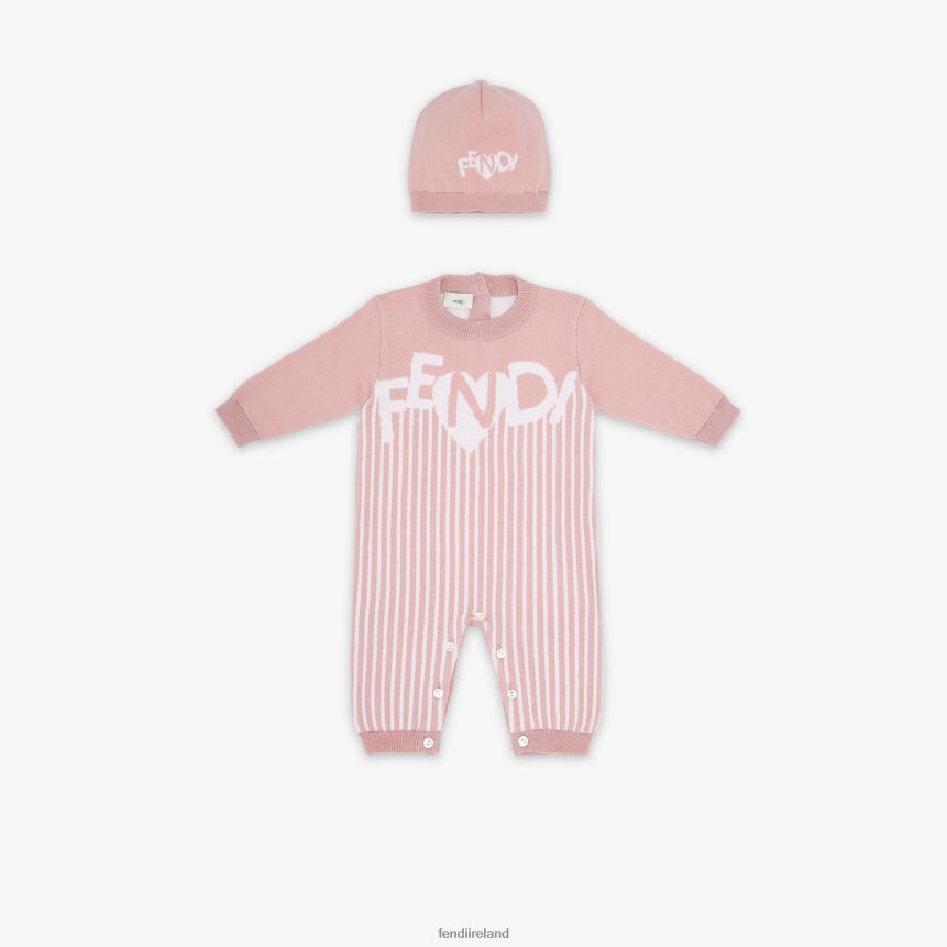 Fendi Kids Knitted Baby Set R06TFR2754 Apparel Pink