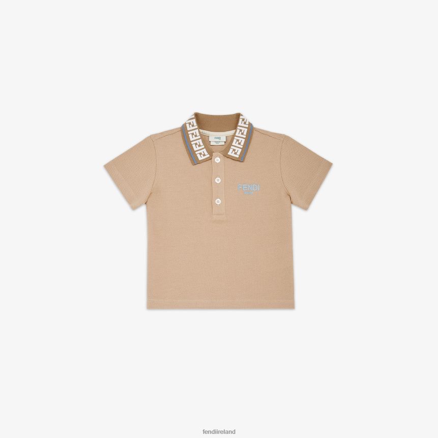 Fendi Kids Pique Baby Polo Shirt R06TFR2761 Apparel Beige