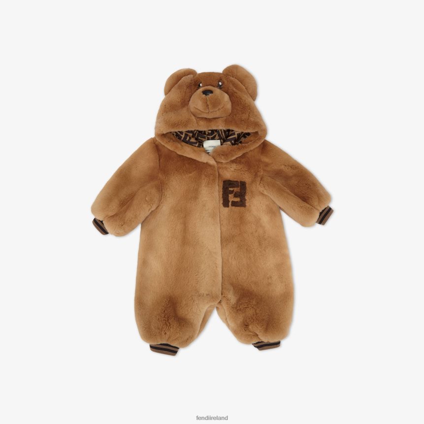 Fendi Kids Tobacco Colosheamink Teddy Bear Onesie R06TFR2828 Apparel Fashion