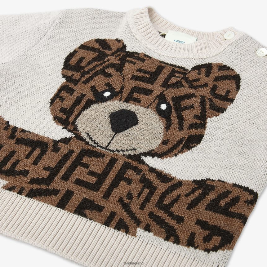 Fendi Kids Virgin-Wool Baby Sweater With Teddy Bear R06TFR2784 Apparel Fashion