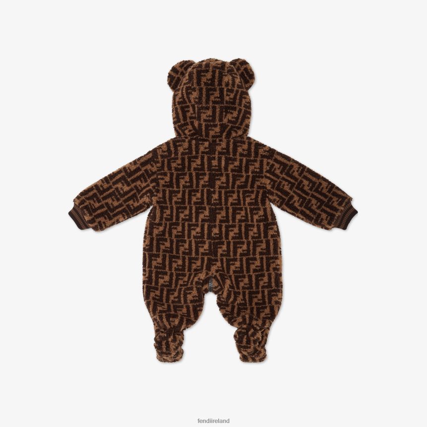 Fendi Kids Wool-Blend Maxi Teddy Bear Baby Playsuit With All-Over FF Logo R06TFR2785 Apparel Fashion