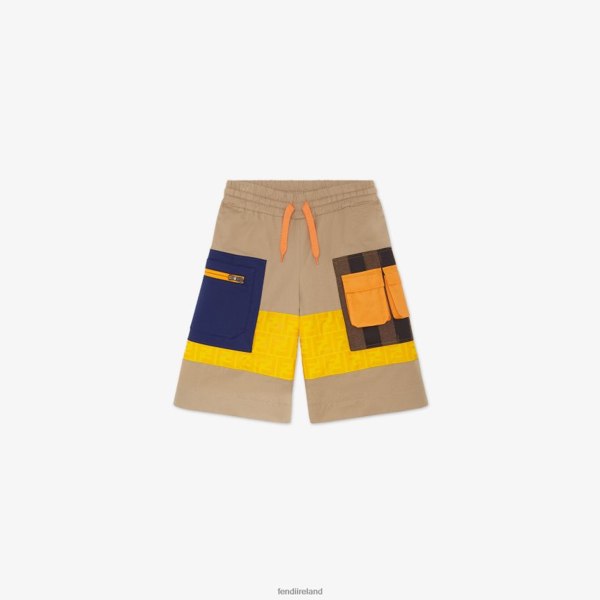 Fendi Kids Cotton Patchwork Bermudas R06TFR2963 Apparel Multicolor