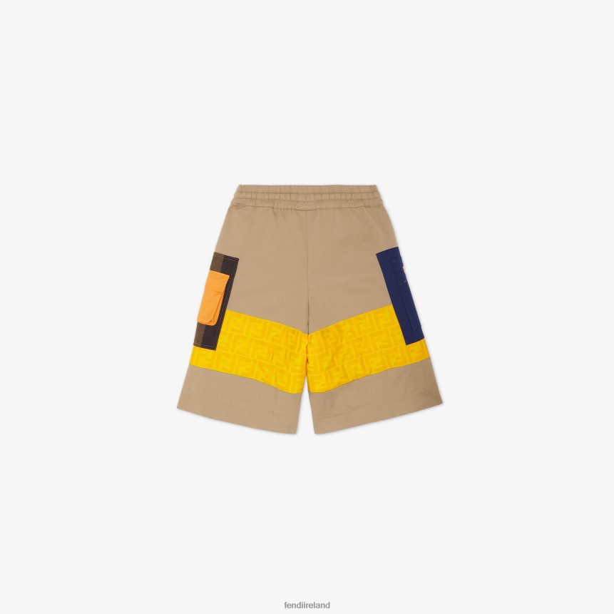 Fendi Kids Cotton Patchwork Bermudas R06TFR2963 Apparel Multicolor