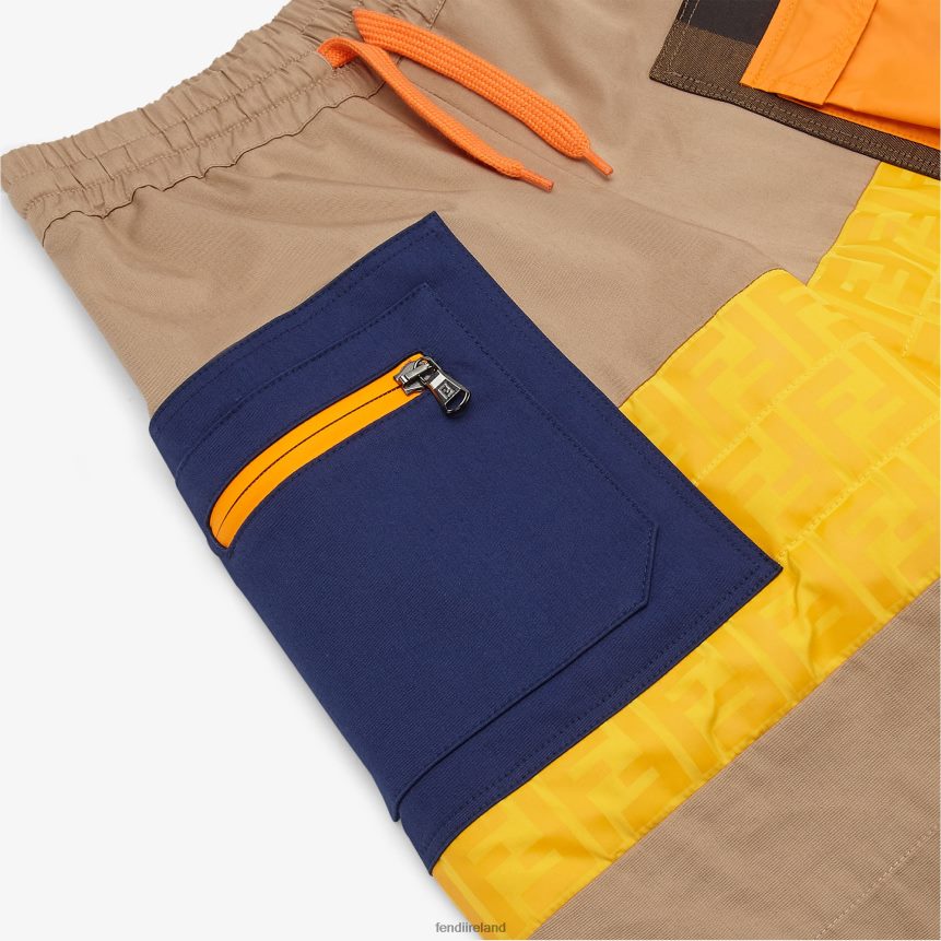 Fendi Kids Cotton Patchwork Bermudas R06TFR2963 Apparel Multicolor