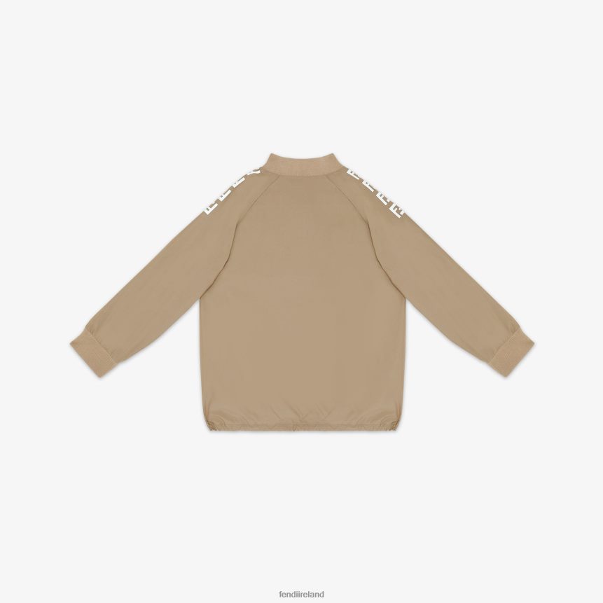 Fendi Kids Tech Cotton Sweatshirt With FF Logo R06TFR2960 Apparel Beige