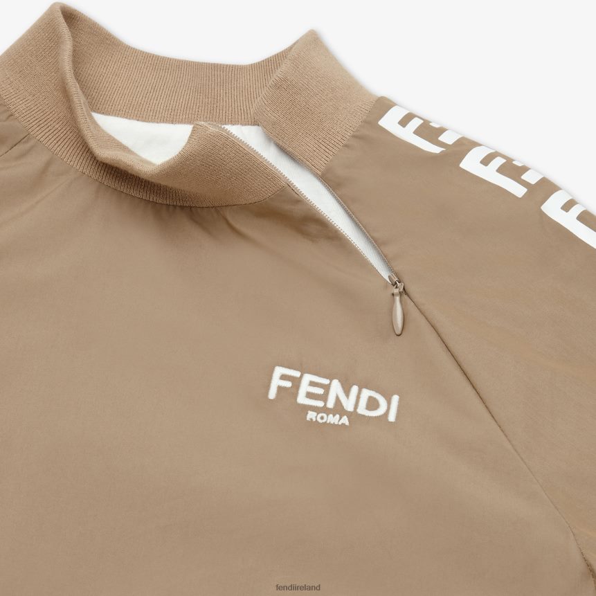 Fendi Kids Tech Cotton Sweatshirt With FF Logo R06TFR2960 Apparel Beige