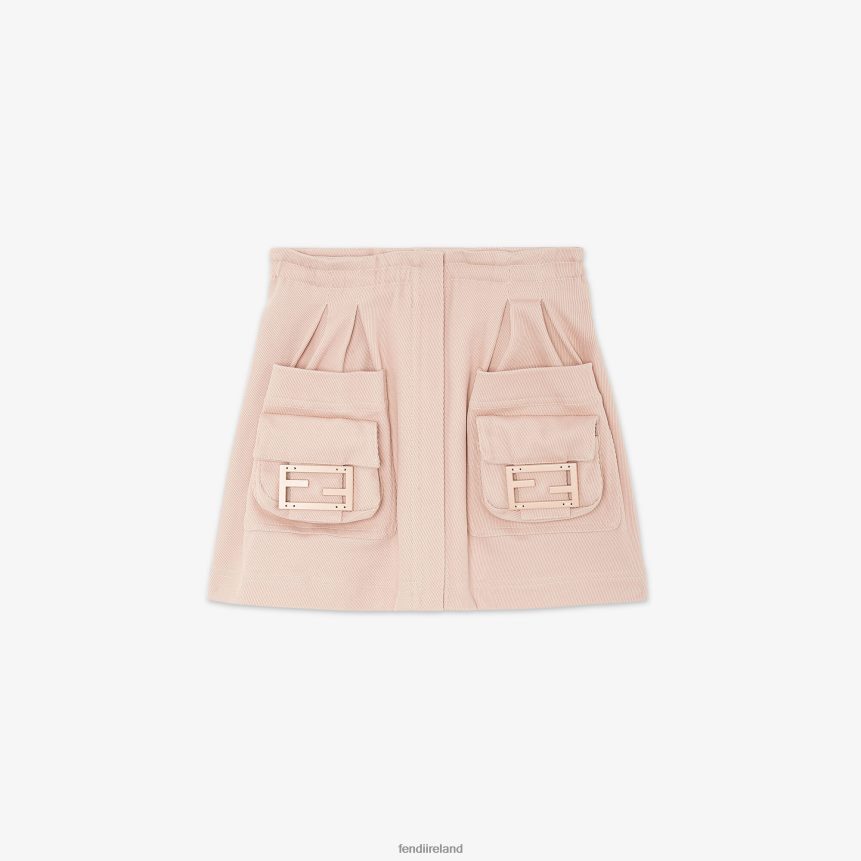 Fendi Kids Cotton Mini Me Miniskirt With Baguette R06TFR2896 Apparel Pink