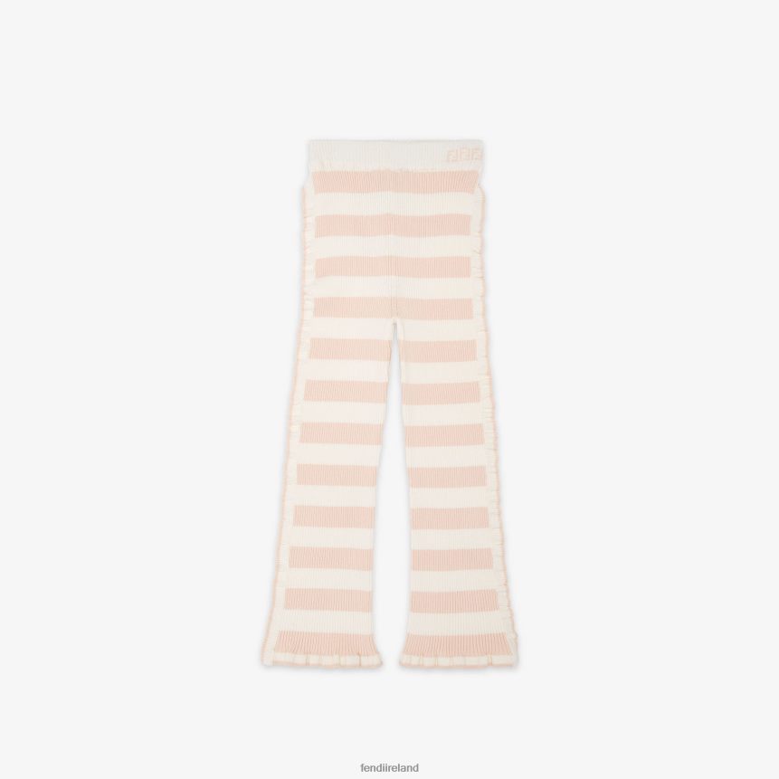 Fendi Kids Cream Knit Pants R06TFR2892 Apparel Pink