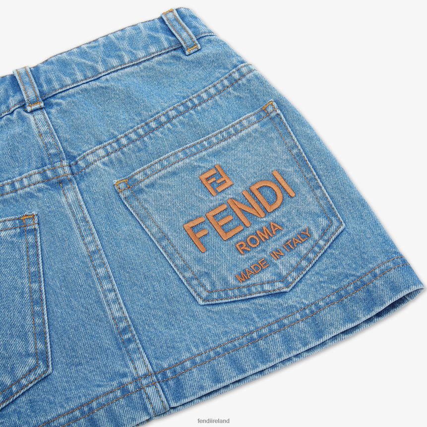 Fendi Kids Denim Junior Skirt R06TFR2922 Apparel Blue