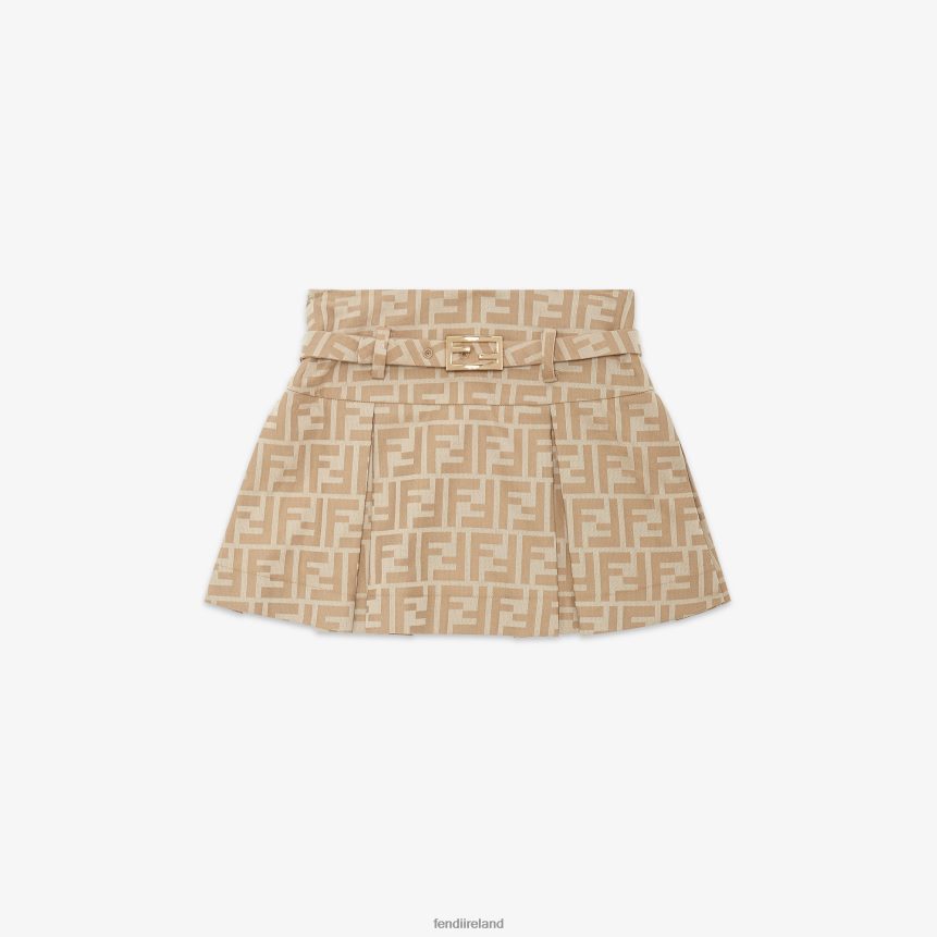 Fendi Kids FF Miniskirt R06TFR2899 Apparel Beige
