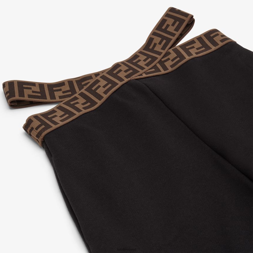 Fendi Kids Fleece Pants With FF Elastic R06TFR2881 Apparel Black