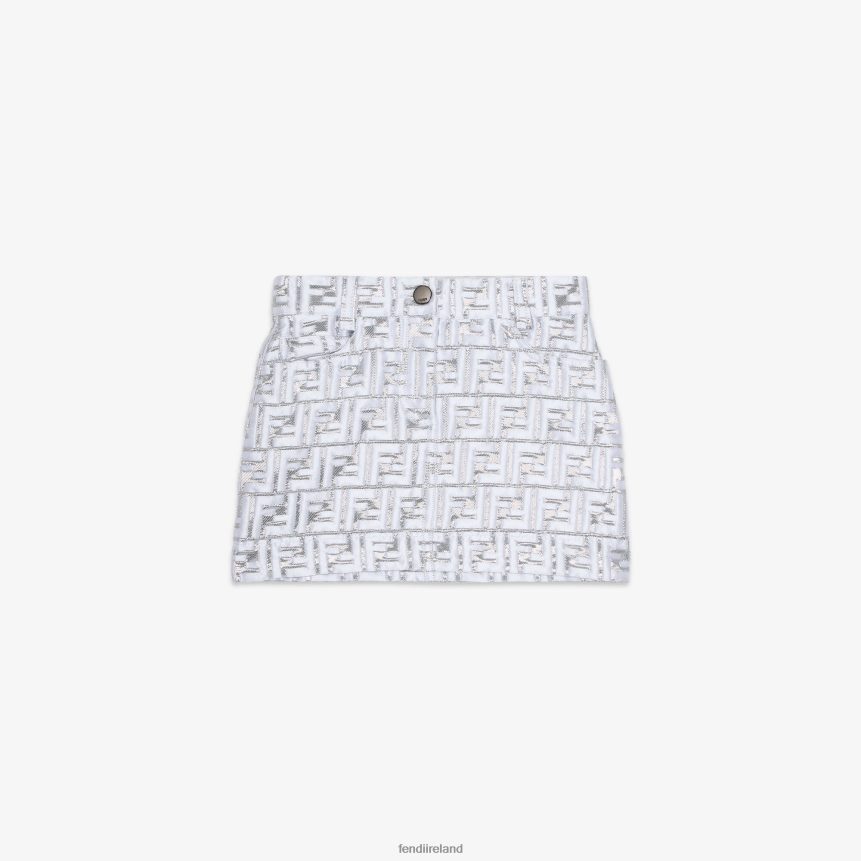 Fendi Kids Jacquard Junior Skirt R06TFR2866 Apparel Silver