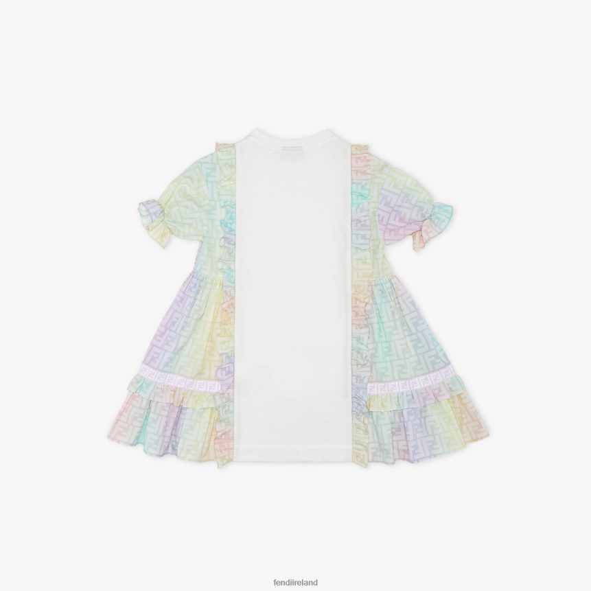 Fendi Kids Jersey And MultiFF Poplin Dress R06TFR2874 Apparel Multicolor