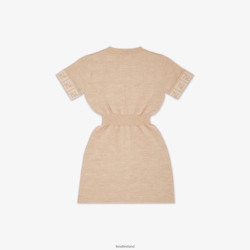 Fendi Kids Knit Junior Dress R06TFR2844 Apparel Beige