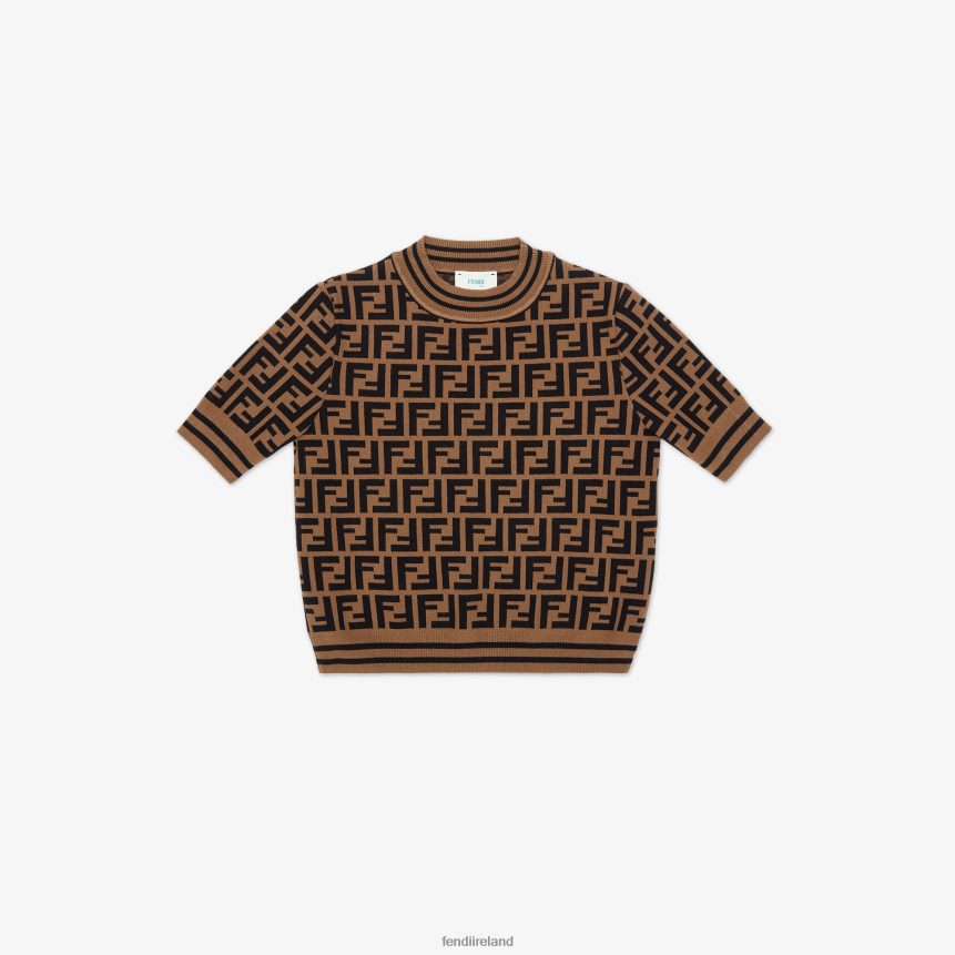 Fendi Kids Knit Junior Top With FF Motif R06TFR2944 Apparel Fashion