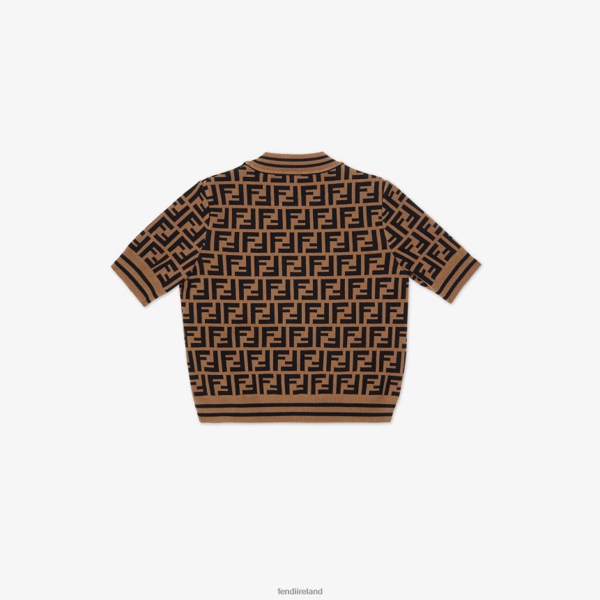 Fendi Kids Knit Junior Top With FF Motif R06TFR2944 Apparel Fashion