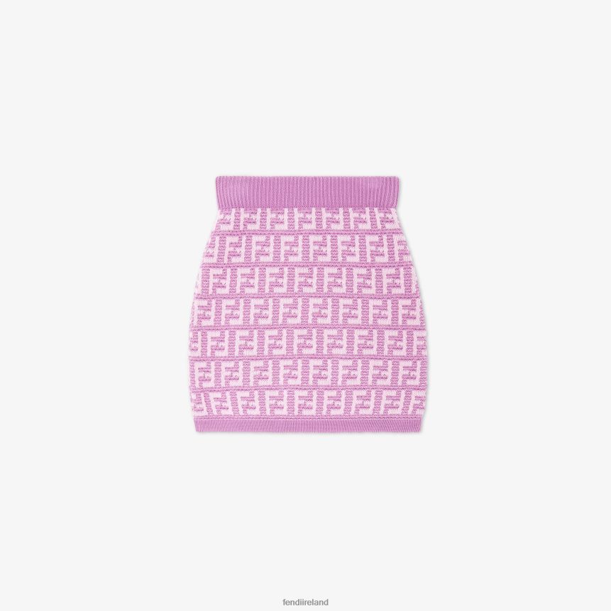 Fendi Kids Lilac Cotton Knit Miniskirt R06TFR2928 Apparel Purple